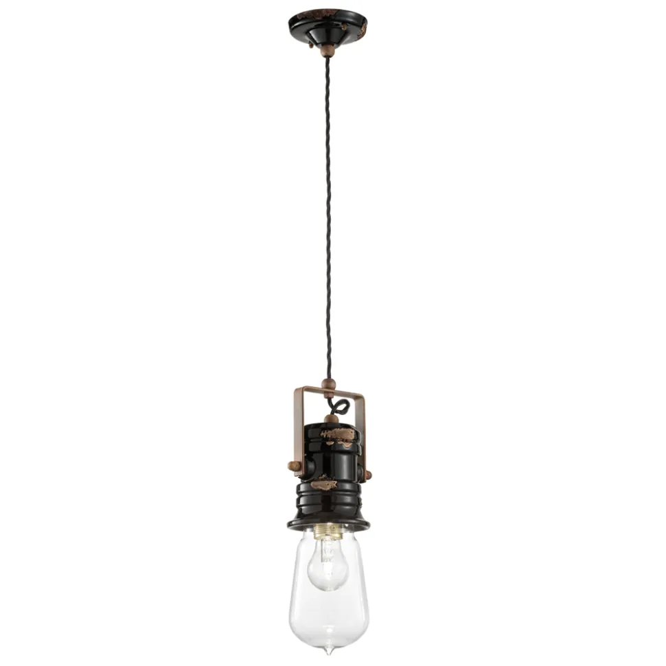Lampada Sospensione Design Industriale in Ferro, Vetro e Ceramica - Urban