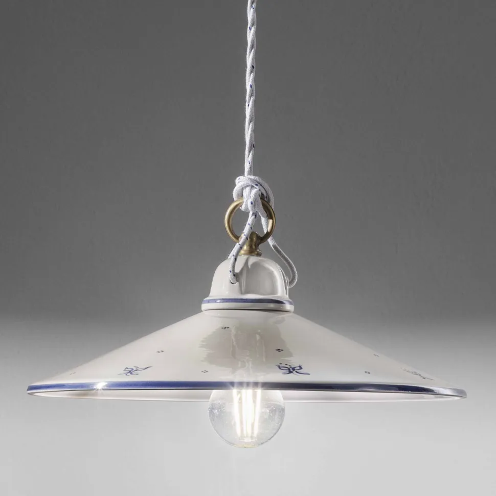 Lampada Sospensione in Ceramica Dipinta a Mano e Ferro 3 Misure - Asti
