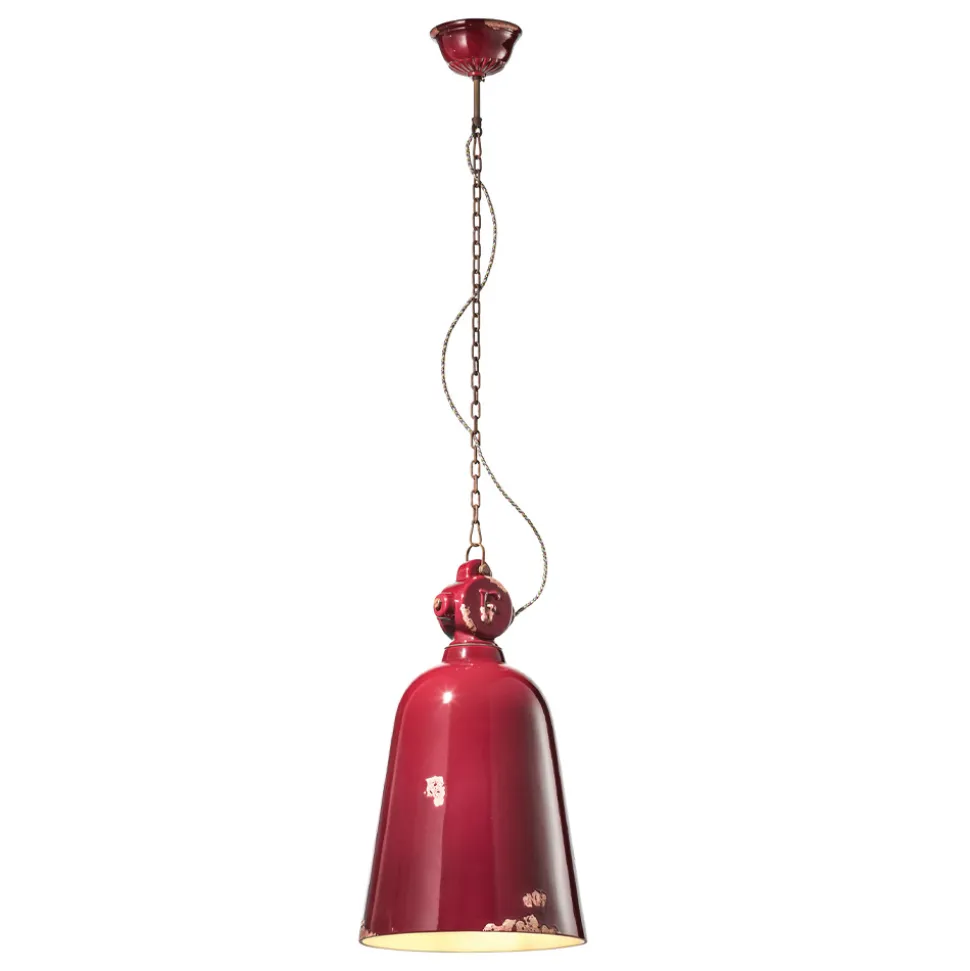 Lampada Sospensione Industriale Fatta a Mano Ferro e Ceramica - Industrial
