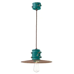 Lampada Sospensione in Ferro e Ceramica Fatta a Mano Industriale - Urban