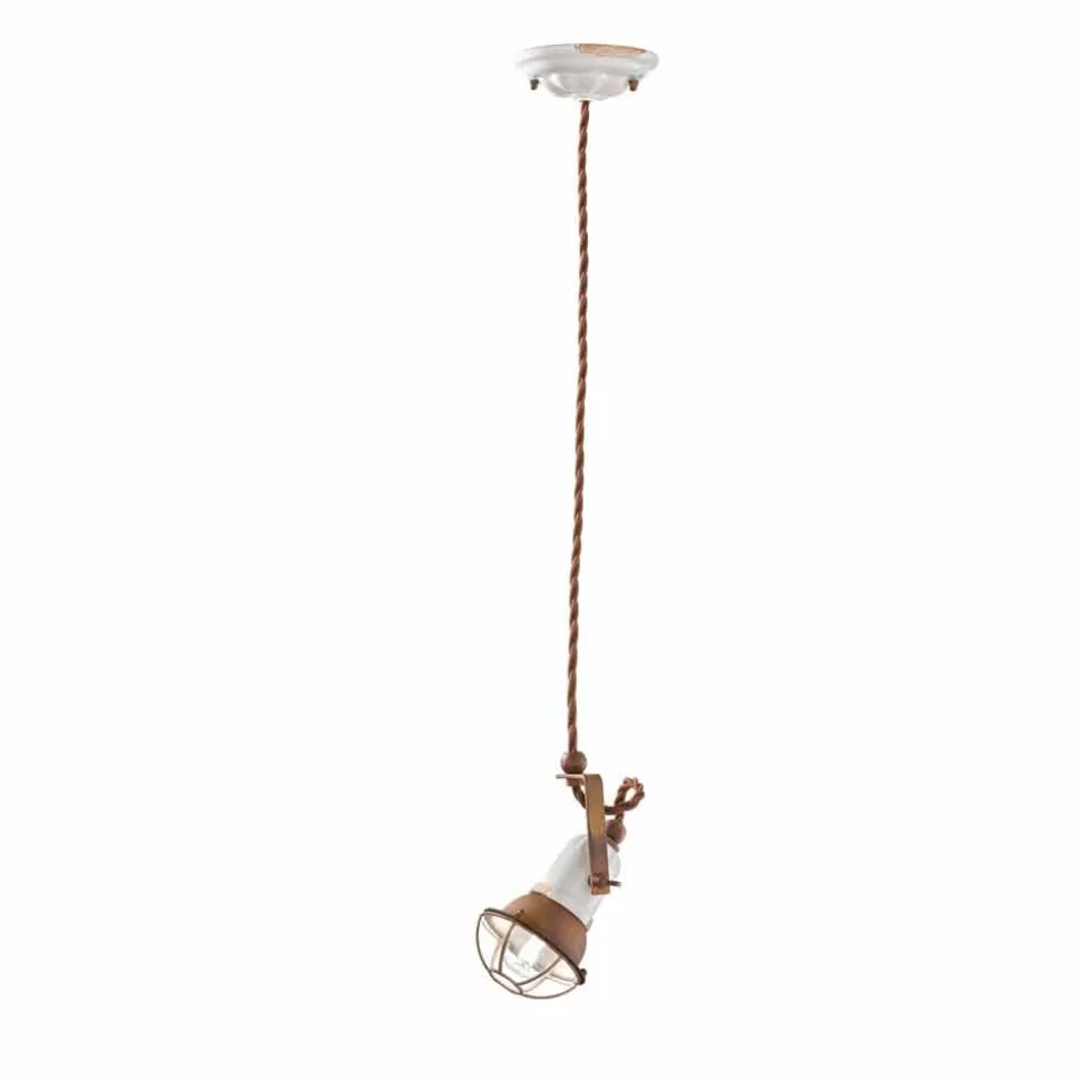 Lampada sospensione orientabile in ceramica e metallo Alayna Ferroluce