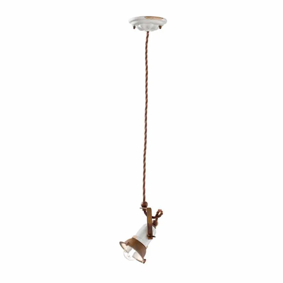 Lampada sospensione orientabile in ceramica e metallo Alayna Ferroluce