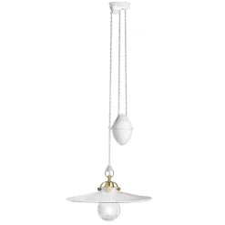 Lampada Sospensione Saliscendi in Ferro e Ceramica Lucida 2 Misure - Asti