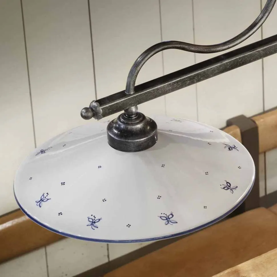 Lampada Sospesa a 2 Luci in Ceramica Dipinta a Mano e Ferro Design - Asti
