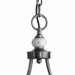 Lampada Sospesa a 2 Luci in Ceramica Dipinta a Mano e Ferro Design - Asti