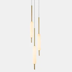 Lampada Sospesa a 1, 3 o 6 Luci in Ottone Design Moderno - Typha by Il Fanale