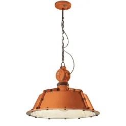 Lampada Sospesa Artigianale Industriale in Ferro e Ceramica - Industrial