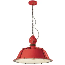 Lampada Sospesa Artigianale Industriale in Ferro e Ceramica - Industrial