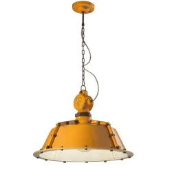 Lampada Sospesa Artigianale Industriale in Ferro e Ceramica - Industrial