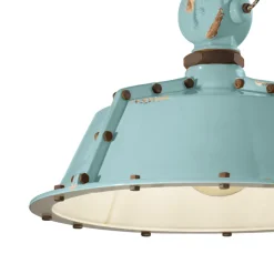 Lampada Sospesa Artigianale Industriale in Ferro e Ceramica - Industrial