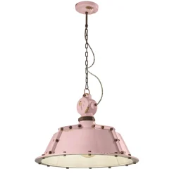 Lampada Sospesa Artigianale Industriale in Ferro e Ceramica - Industrial