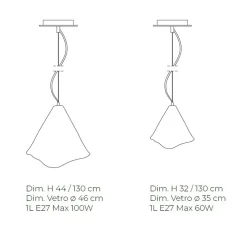 Lampada Sospesa Artigianale in Vetro di Venezia Soffiato 35 46 cm - Mary