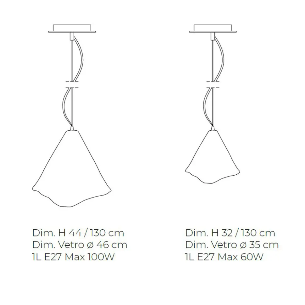Lampada Sospesa Artigianale in Vetro di Venezia Soffiato 35 46 cm - Mary