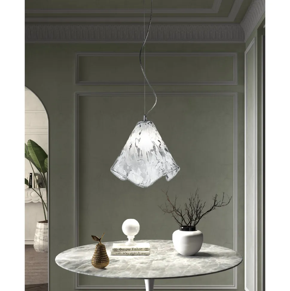 Lampada Sospesa Artigianale in Vetro di Venezia Soffiato 35 46 cm - Mary
