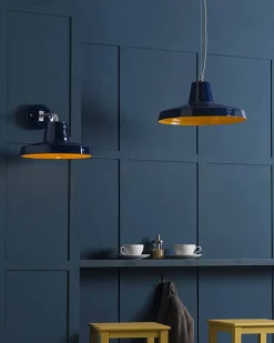 Lampada sospesa 42 cm in ottone e maiolica toscana Rossi - Toscot
