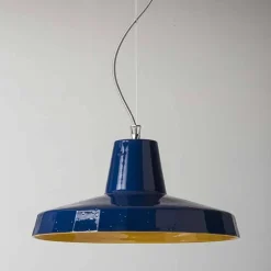 Lampada sospesa 42 cm in ottone e maiolica toscana Rossi - Toscot