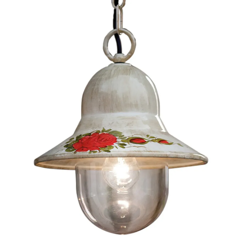 Lampada Sospesa da Esterno in Alluminio Bianco Dipinto a Mano - Imperia