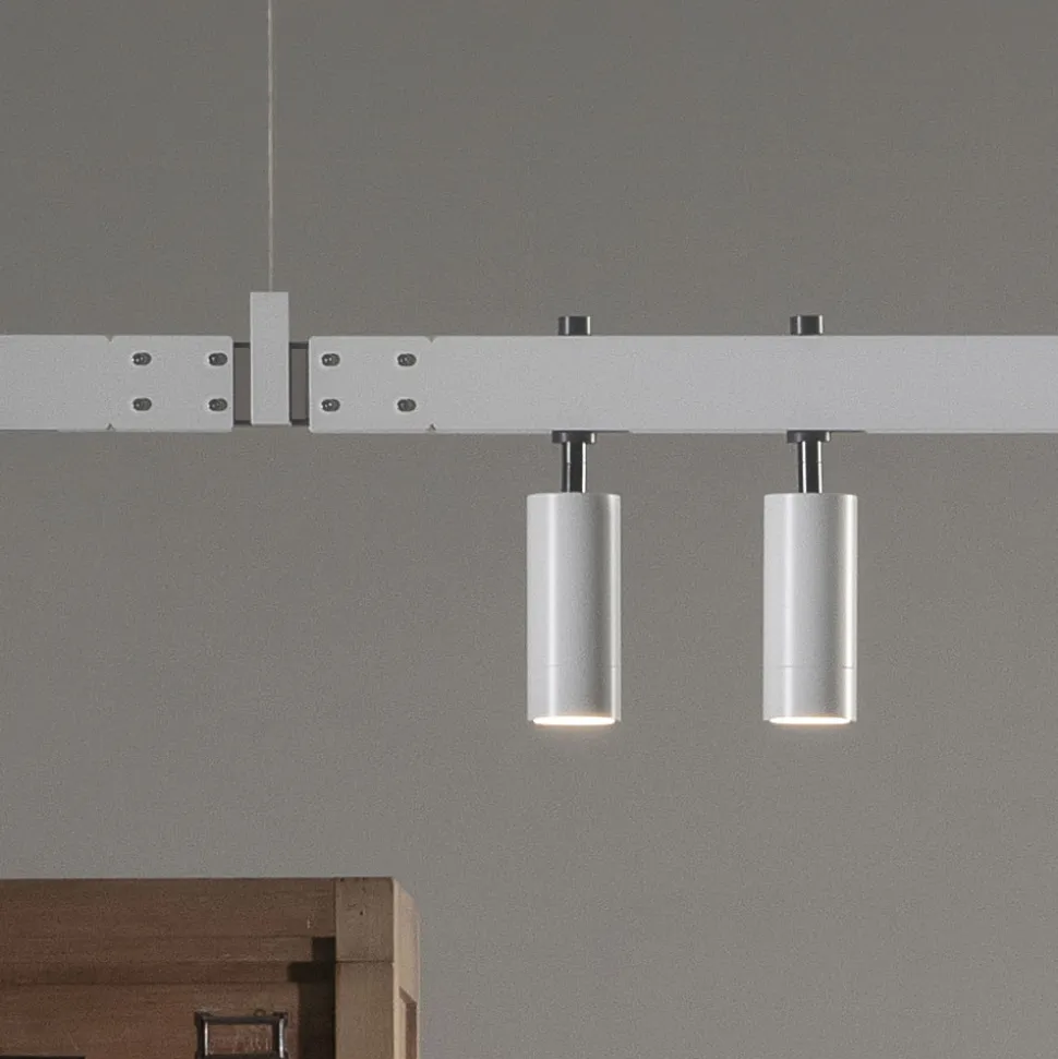 Lampada Sospesa Design Alluminio Bianco con Sfere Vetro e Faretti - Esodo