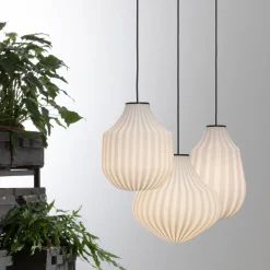 Lampada Sospesa Design Allungato in Vetro Bianco in Filigrana - Caravan