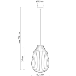 Lampada Sospesa Design Allungato in Vetro Bianco in Filigrana - Caravan