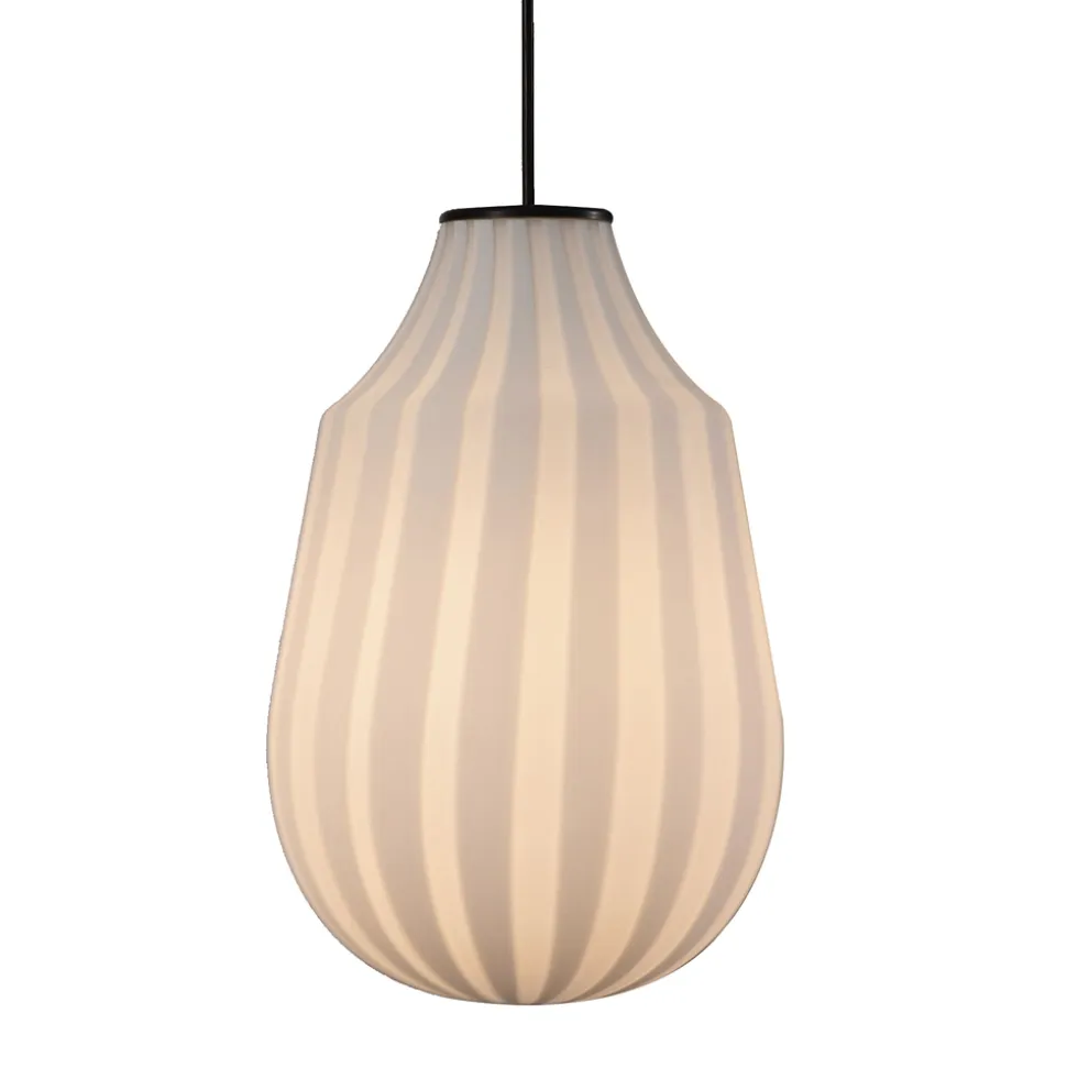 Lampada Sospesa Design Allungato in Vetro Bianco in Filigrana - Caravan