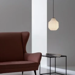 Lampada Sospesa Design Tondeggiante in Vetro Bianco in Filigrana - Caravan