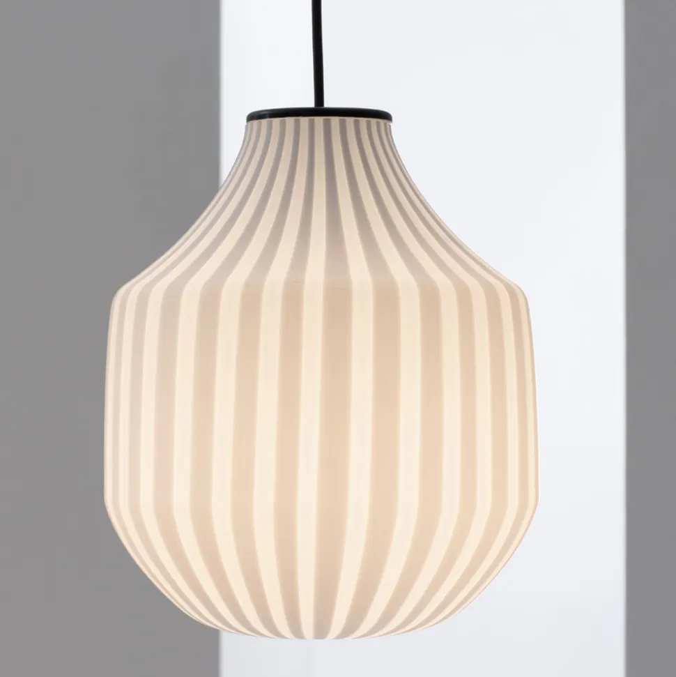 Lampada Sospesa Design Tondeggiante in Vetro Bianco in Filigrana - Caravan