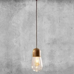 Lampada Sospesa Design Vintage in Ottone e Vetro - Guinguette Aldo Bernardi