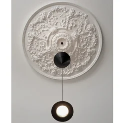 Lampada Sospesa di Design in Gesso bianco e Alluminio Nero 2 Coni - Tesera