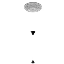Lampada Sospesa di Design in Gesso bianco e Alluminio Nero 2 Coni - Tesera
