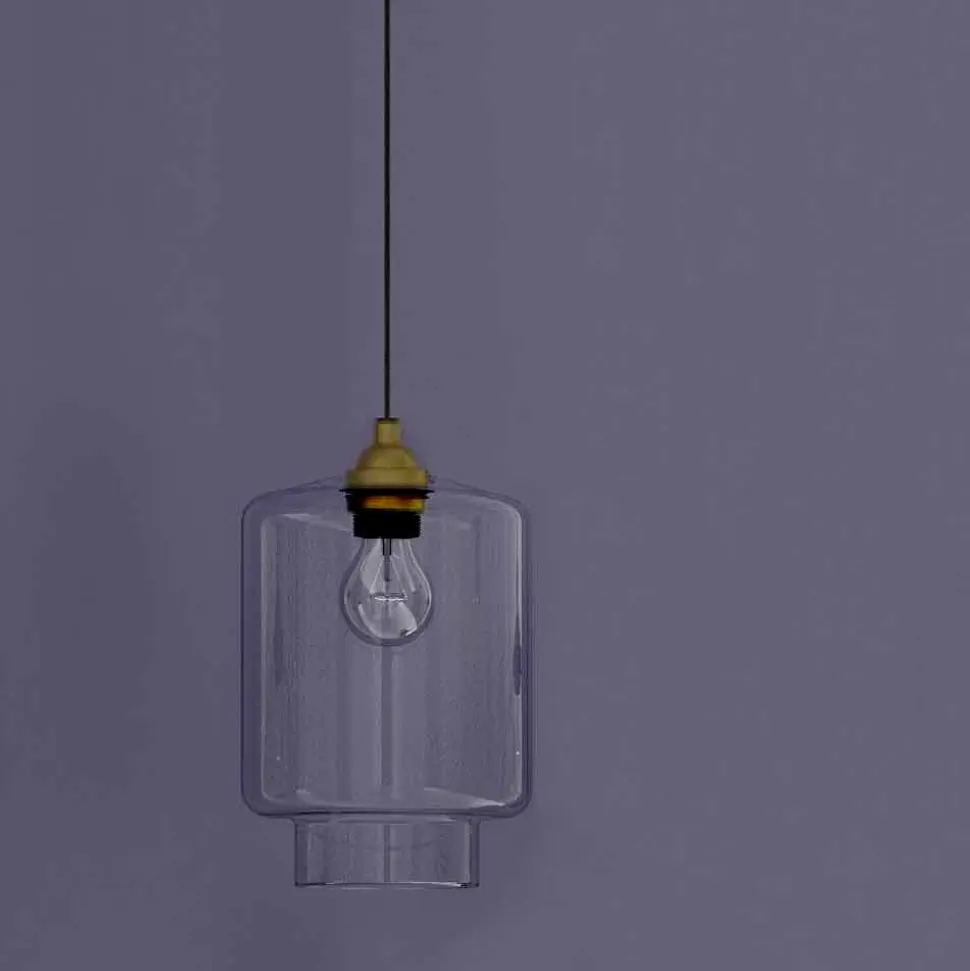 Lampada Sospesa di Design in Metallo e Vetro Trasparente Made in Italy - Clizia