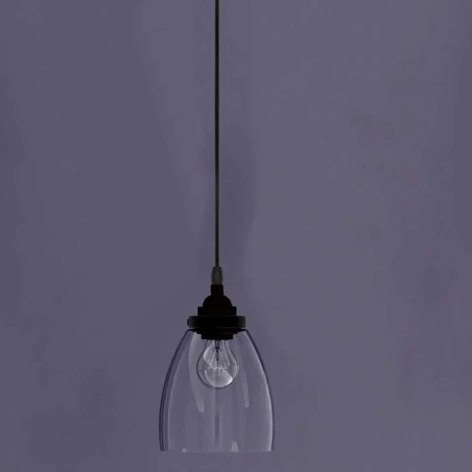 Lampada Sospesa di Design in Metallo e Vetro Trasparente Made in Italy - Clizia