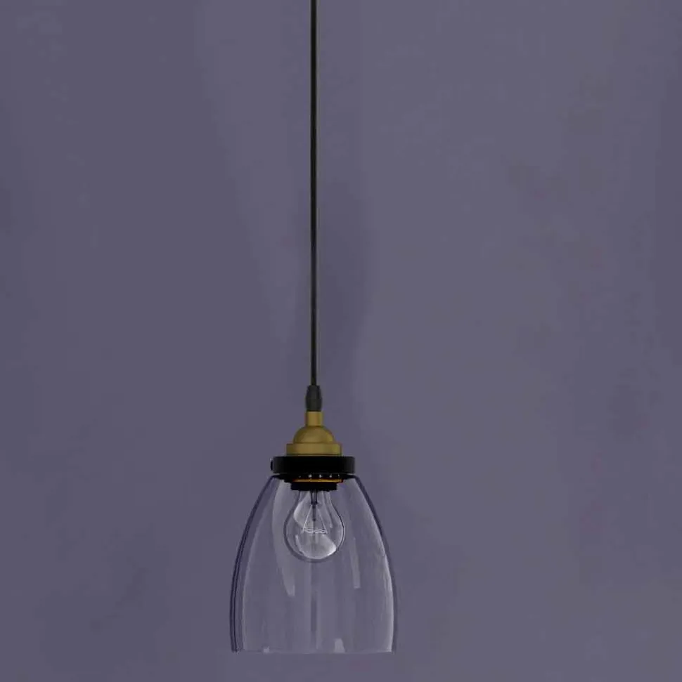 Lampada Sospesa di Design in Metallo e Vetro Trasparente Made in Italy - Clizia