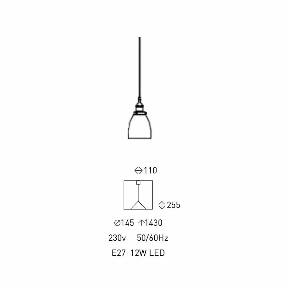 Lampada Sospesa di Design in Metallo e Vetro Trasparente Made in Italy - Clizia