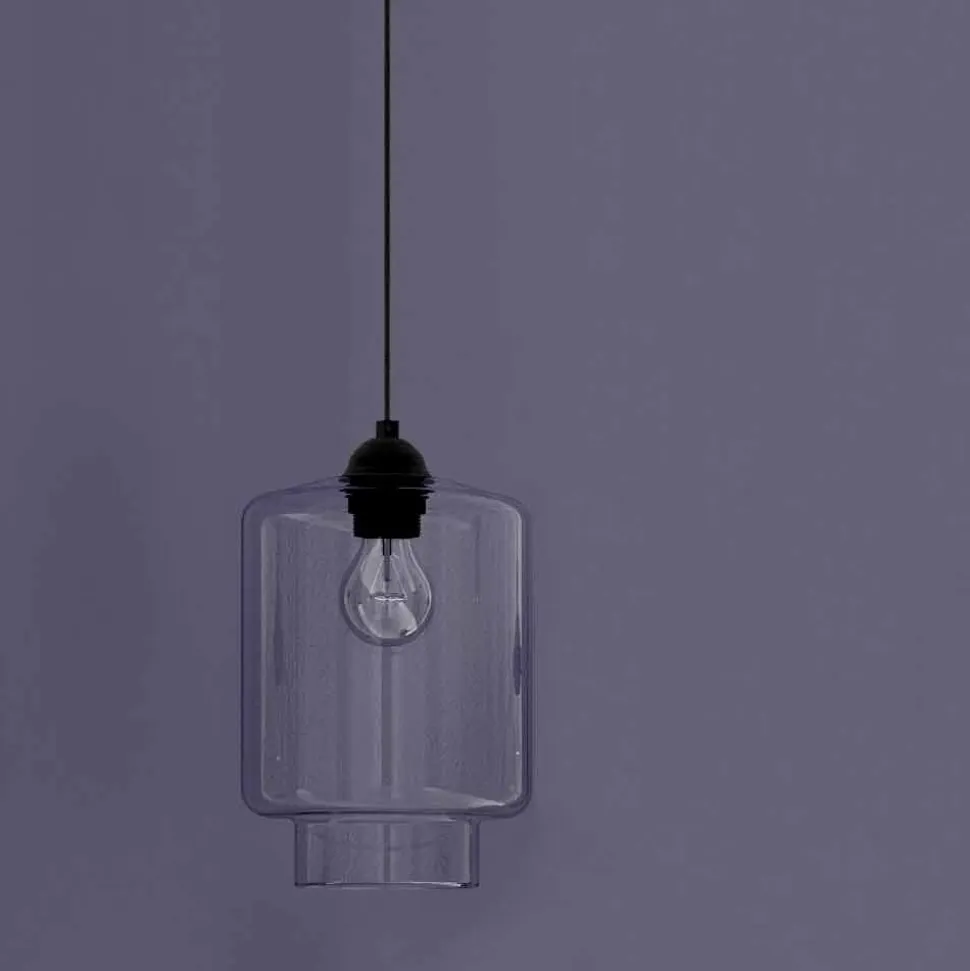 Lampada Sospesa di Design in Metallo e Vetro Trasparente Made in Italy - Clizia