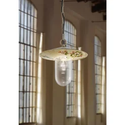 Lampada Sospesa Esterno in Alluminio Decoro Fiori Dipinto a Mano - Genova