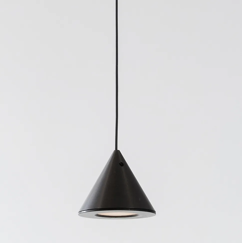 Lampada Sospesa Filo Alluminio Nero Cono Piccolo Design Minimale - Mercado