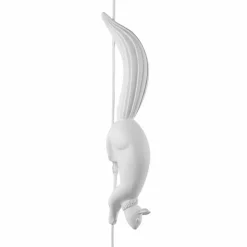 Lampada Sospesa in Ceramica Bianca Opaca con Scoiattolo e Ghianda - Scoiattolo