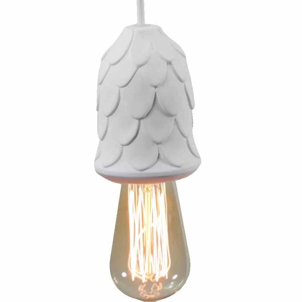 Lampada Sospesa in Ceramica Bianca Opaca con Scoiattolo e Ghianda - Scoiattolo