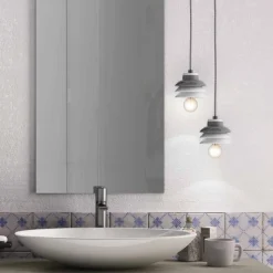 Lampada sospesa in ceramica e alluminio moderna fatta in Italia Asia