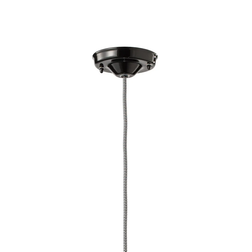 Lampada Sospesa in Ceramica Nera e Ferro Design Vintage Industriale - Bew