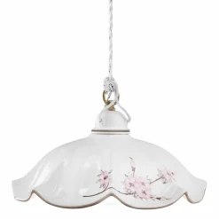 Lampada Sospesa in Ferro e Ceramica Ondulata Decorata a Mano - Belluno