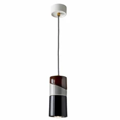 Lampada sospesa in ottone e ceramica colorata moderna made Italy Asia