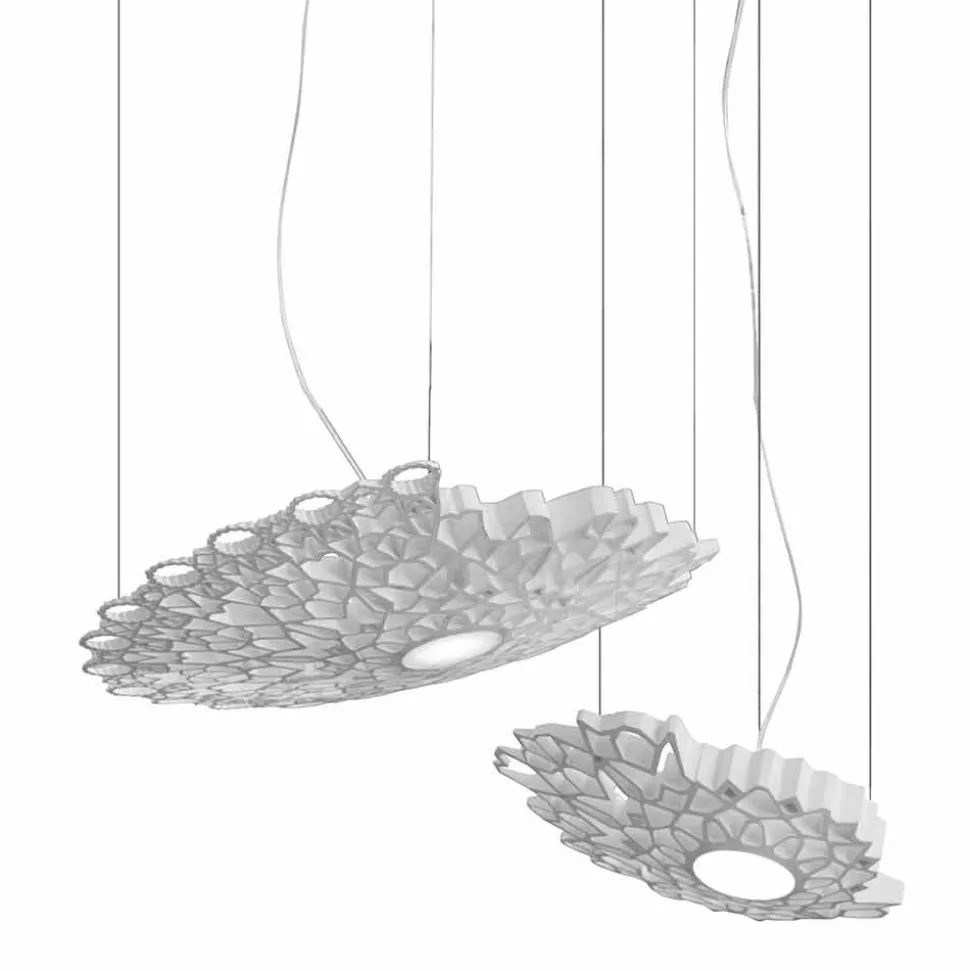 Lampada Sospesa in Tecnopolimero Bianco di Design 2 Dimensioni - Cattedrale