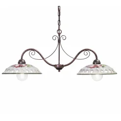 Lampada Sospesa 2 Luci in Ceramica Fatta a Mano con Passanastri - Napoli