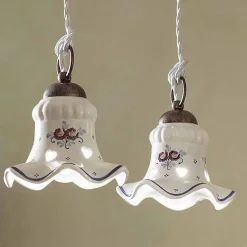 Lampada Sospesa 3 Luci in Ferro e Ceramica Dipinta a Mano Vintage - Chieti