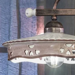 Lampada Sospesa 2 Luci Vintage in Ceramica Ferro Fatta a Mano - Alessandria