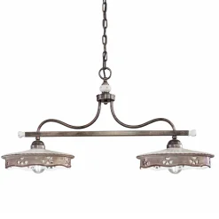 Lampada Sospesa 2 Luci Vintage in Ceramica Ferro Fatta a Mano - Alessandria