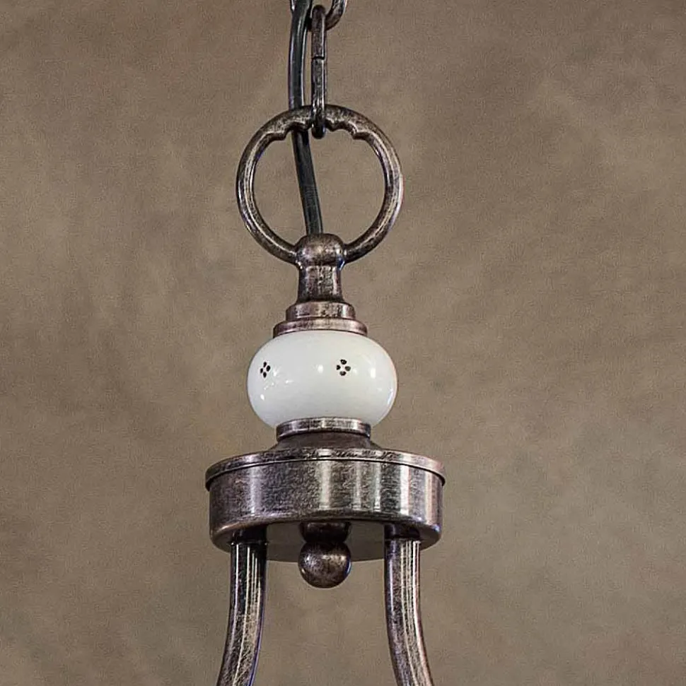 Lampada Sospesa 2 Luci Vintage in Ceramica Ferro Fatta a Mano - Alessandria
