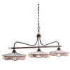 Lampada Sospesa 3 Luci Vintage Ceramica e Ferro Fatta a Mano - Alessandria